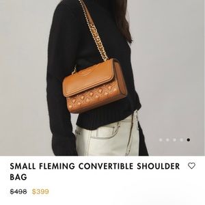 Tory Burch small Fleming convertible shoulder bag. Color: kobicha NWT